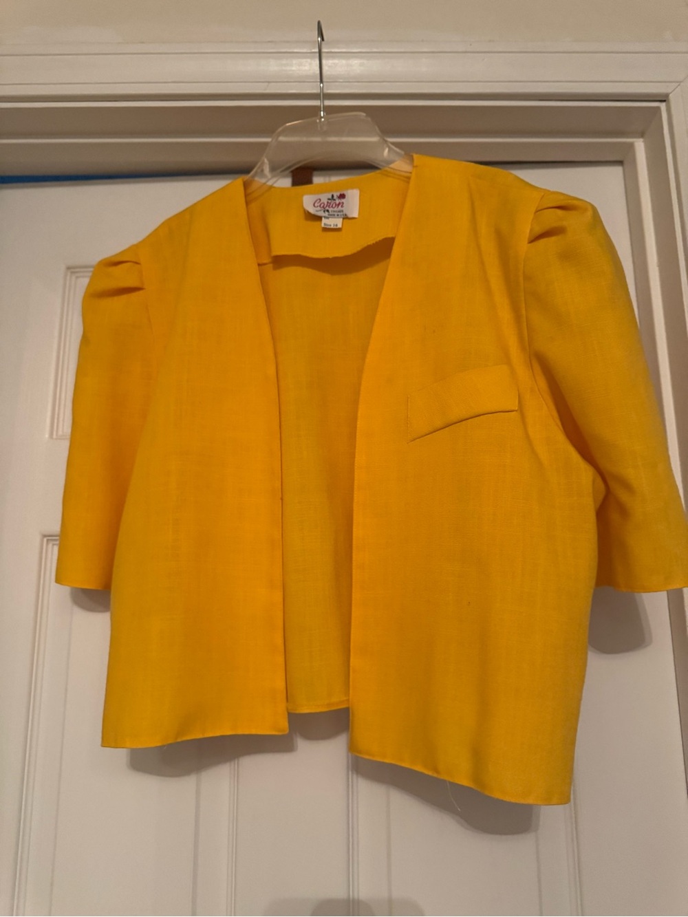 Catalina Yellow Cropped Open-Front Blazer